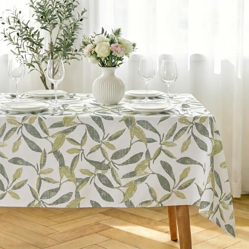 Floral Rectangular Tablecloth, Durable Stain & Wrinkle Resistant, Spill Proof Washable Polyester Fabric Table Cloth for Dining Table, Outdoor Kitchen Party, Spring Farmhouse Decor, Multiple Sizes
