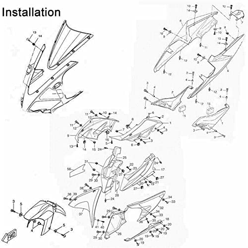 Tokac Body Bolts Kit Motorcycle Accessories 200X Fairing Body Bolts Kit Screws Clip For Kawasaki For Ninja 400R All Year (Color : Gold) #TOP3