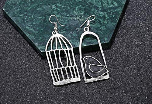 YINLIN Fashion Antique Lovely Asymmetric Birdcage Dangle Earring Enamel Bird In Cage Animal Jewelry4