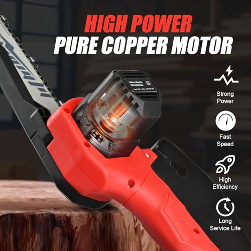 Mini Chainsaw Cordless, 6 Inch Portable Electric Chainsaw, One-Hand Handheld Small Chain Saw for Cutting Wood Trimming and Woodworking- Mini Chain Saw Battery Powered with 2 Batteries by BEEDECK - Image 5