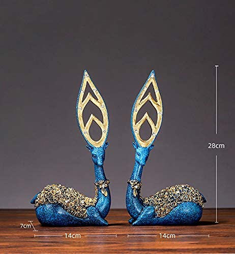 Cadeau artisanat statue cerf bleu pour décoration de maison originale