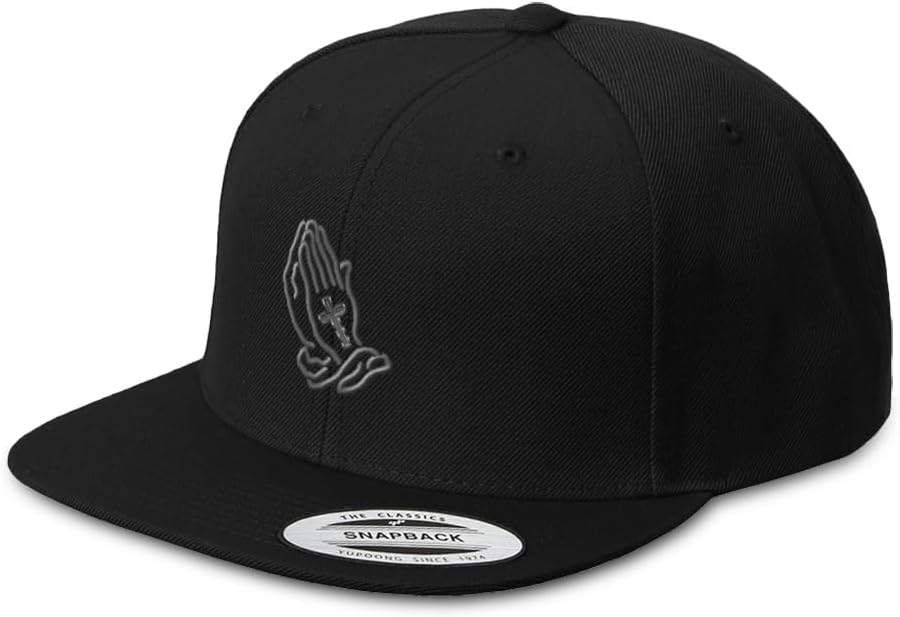 Snapback Hat for Men Flat Brim Hats Christian Hands Praying Christ Faith Jesus Embroidered Flat Bill Hat