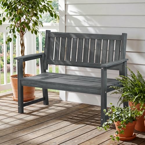 Image of All Weather Poly Lumber Outdoor Garden Bench, 2-Person, Dark Gray