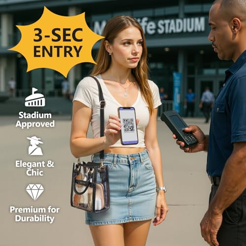 Image of PACKISM Clear Purse for Stadium Events - Clear Crossbody Bag for Women | Adjustable Wide Strap, 2 Easy-Access Pockets, Thick 0.5mm PVC, for Sport Game Day Concert Festival, Clear Bag Stadium Events