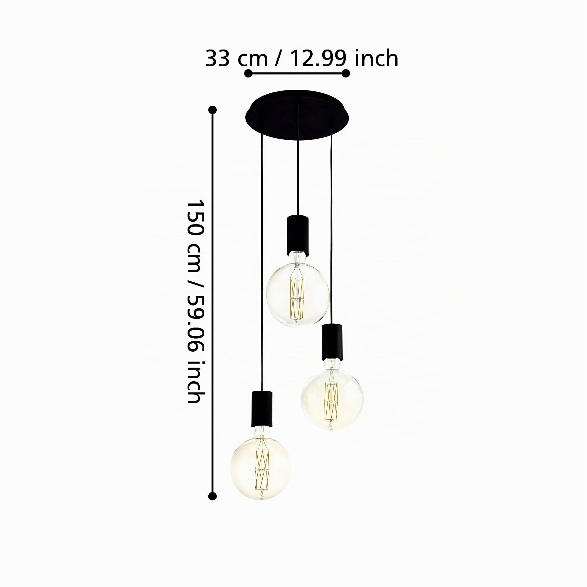 EGLO Pendelleuchte Pozueta, 3 flammige Hängelampe Vintage, Industrial