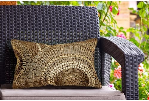 Liora Manne Marina Indoor/Outdoor Power Loomed Easy Care Pillow - Contemporary Geometric Casual Accent (Circles Brown) (12" x 18")