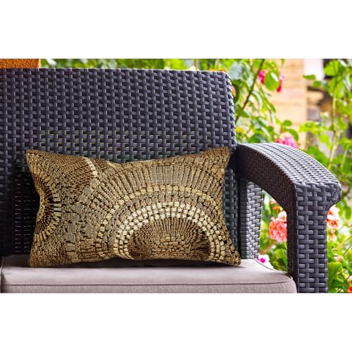 Liora Manne Marina Indoor/Outdoor Power Loomed Easy Care Pillow - Contemporary Geometric Casual Accent (Circles Brown) (12