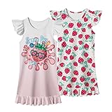 LQSZ Girls Nightgowns Strawberry Nightdress Sleepwear Pajamas Flutter Short Sleeves Nightgowns for L