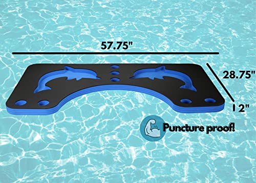 Polar Whale Dolphin Shaped Drink Holder Floating Blue And Black Refreshment Bar Table Tray For Pool Beach Party Float Lounge Durable Foam 9 Compartment Uv Resistant With Cup Holders 57.75 Inches #TOP1