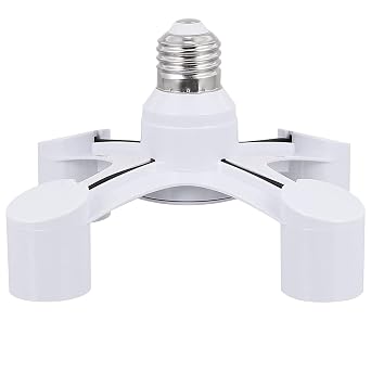 Light Bulb Socket Splitter,4 in 1 E26/E27 Multi Bulb Socker Adapter,Light Socket Splitter Converter for LED,CFL Bulbs,60W Each Port,Total 300W