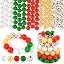 red, green, gold,white,Christmas themed printed beads