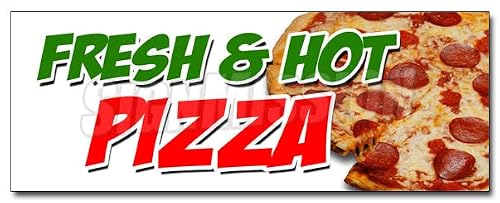 24" Fresh & Hot Pizza Decal Sticker by The Slice Whole Pie Pepperoni Sausage