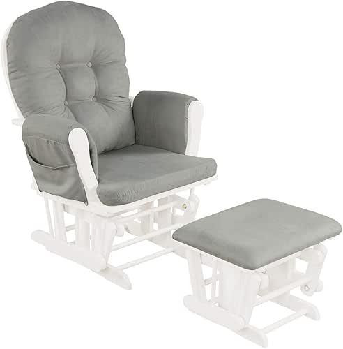 Costzon Nursery Glider with Ottoman, Upholstered Comfort Glider Rocker with