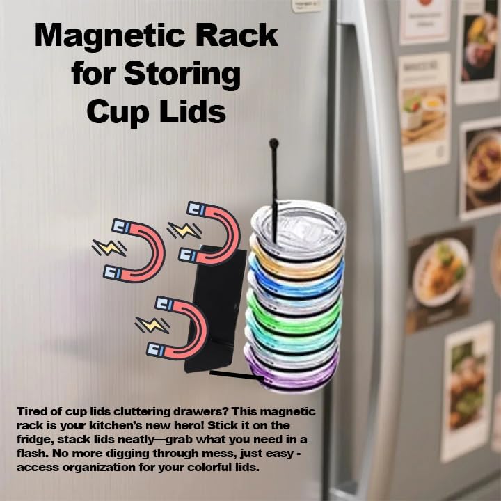 2 Pack Magnetic Tumbler Organizer for Stanley 30&40 oz, Cup Holder with Lid Storage for Stanley Cup Accessories, Water Bottle Holder for Fridge, Wall, Cabinet, Kitchen, Easy Install, Black - Image 6