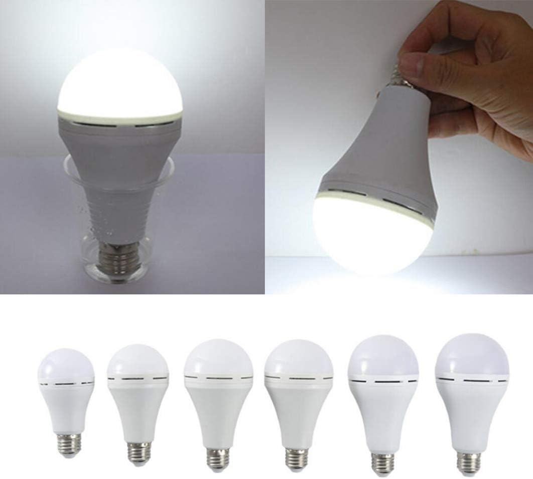 7W LED Light Bulbs Rechargeable Emergency Lamps Battery Backup Emergency Bulb Portable for Power Outage Home Hurricane Camping,with Hook Switch,60W Equivalent,Cool White 6500K,4Pack