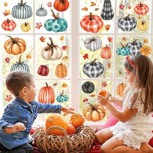 9 Pezzi Adesivi Finestre Zucca Autunno, Ringraziamento Vetrofanie, Autunnali Thanksgiving Decorazioni Halloween Ringraziamento Raccolto Festa a Tema per Decori Casa Finestra