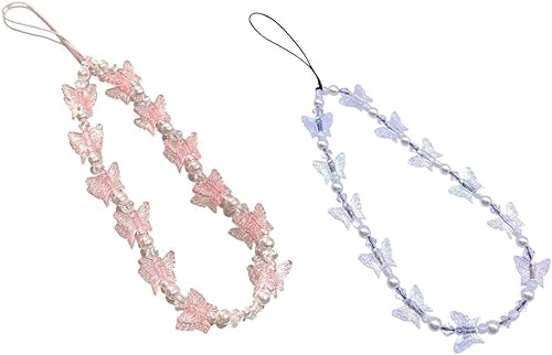 Miniatura 4 de Fuqimanman2020 1-2 dijes de piedra natural para teléfono celular, hechos a mano, coloridos abalorios de mariposa con cuentas para mujeres y niñas,