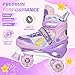 Nattork Kids Roller Skates for Girls, 4 Size Adjustable Rainbow Quad Skates with All Light Up Wheels - Best Birthday Gift for Outdoor Sports