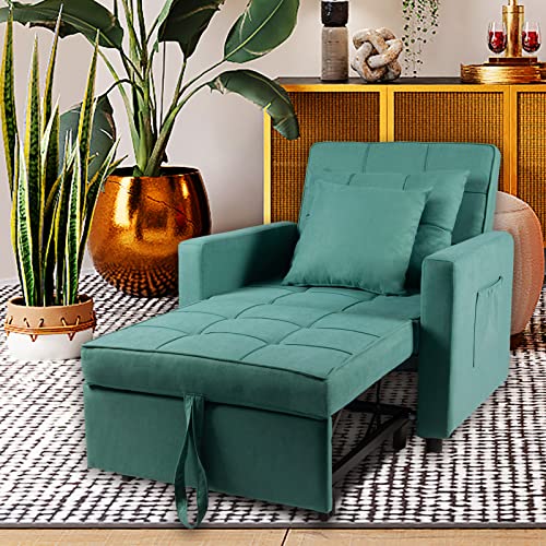 Polar Aurora Sofa Bed Chair 3-in-1 Convertible Chair Bed, Lounger Sleeper Chair, Single Recliner for Small Space with Adjustable Backrest (Green) - Thumbnail 2
