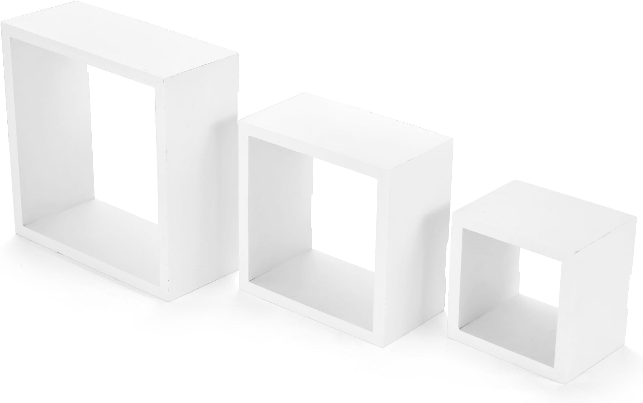 MELANNCO Floating Square Cube Shelves, for Bedroom, Living Room, Bathroom, Kitchen, Nursery, White, 3 Count, 5140525
