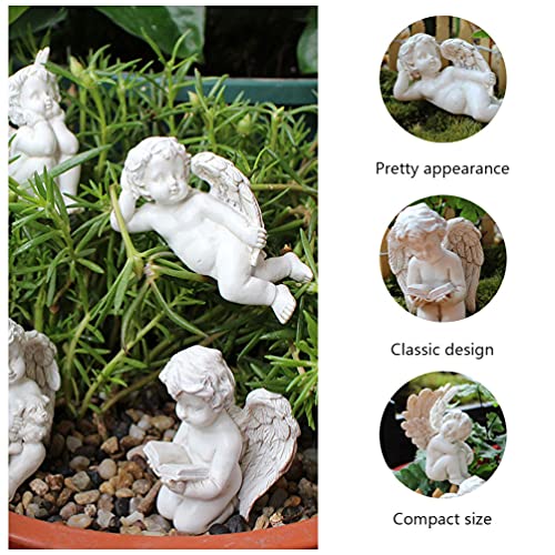 Toyvian 5Pcs Decorative Angel Garden Stakes Miniature Resin Jupiter Angel Figurine Sculpture Small Memorial Statue For Potted Plants Fairy Garden Accessories #TOP1