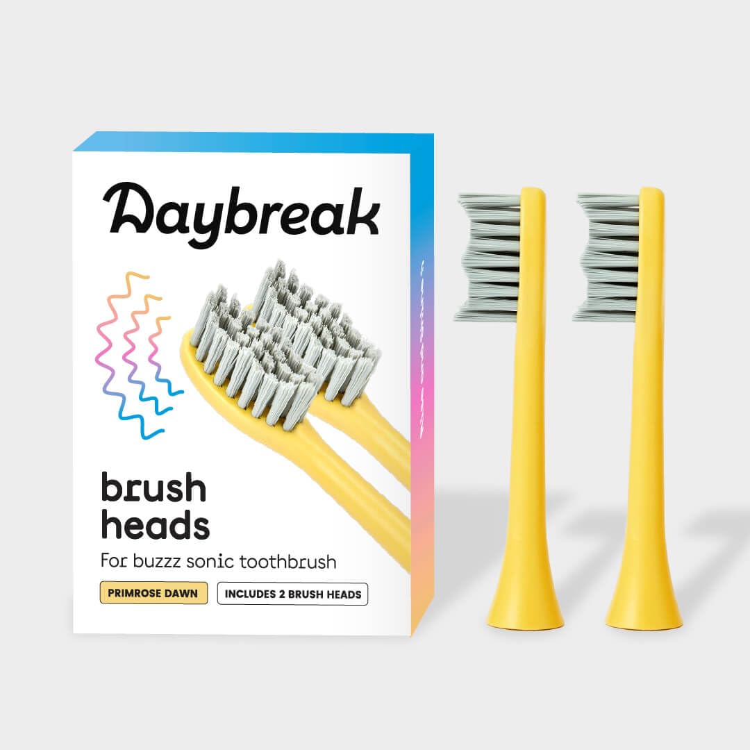 Daybreak Replacement Brush Heads for buzzz Sonic Electric Toothbrush - Yellow |Pack of 2|Waterproof|W Shaped Dupont Bristles|Gently eliminates stains|5x efficient in cleaning plaque (B0CGZRKJDC) Amazon Price History, Amazon Price Tracker