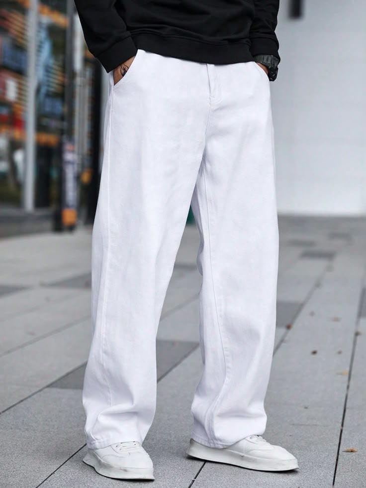 Image of Men Loose Fit Mid Rise Grey Jeans | Ankle-Length Trendy Denim for Smart-Casual Wear | Comfortable Everyday Jeans for Men | Modern Stylish Casual Outfit