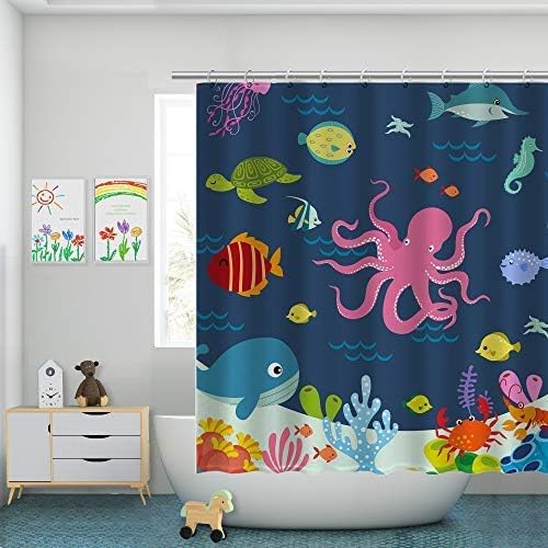 RosieLily Kids Shower Curtain, Ocean Shower Curtains, Under