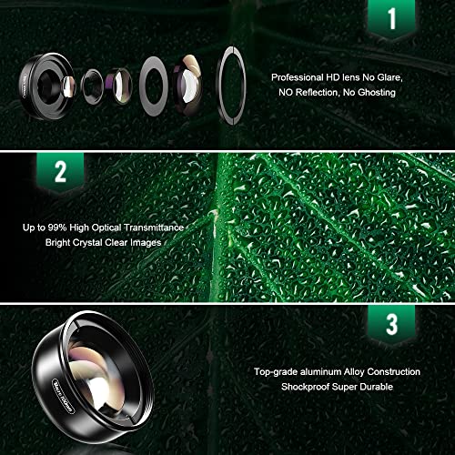 Jethrora Lente macro de 100mm para celular, kit de filtro 10x + cpl com caixa de armazenamento de cl