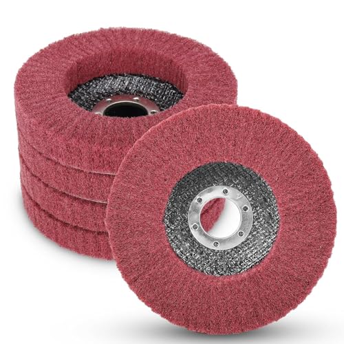 NuoDunco Lot de 5 disques abrasifs en fibre de nylon pour meuleuse d'angle, finition de surface en métal, grain 320 11,4 x 2,2 cm