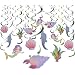 Mermaid Swirl Decorations - 30-Count Ocean Fantasy Decor for Birthday Party Decorations - Ceiling Streamers, Hanging Whirls for Kids, 3 Assorted Colors - 30-37 Inches in Hanging Length
