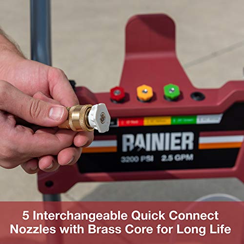 Rainier RPX3200 Gas Powered Pressure Washer 3200 PSI and 2.5 GPM, Soap Tank and Five Nozzle Set, CARB Compliant