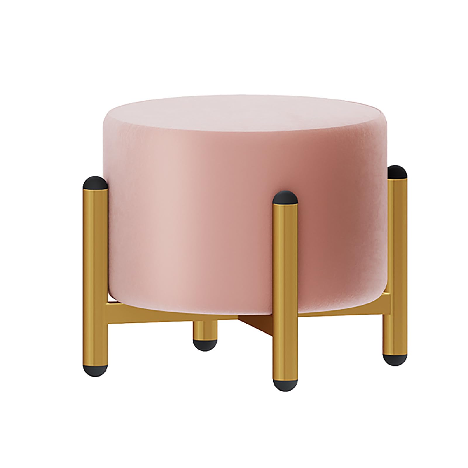 Pouf velours repose-pieds moderne rond avec housse lavable