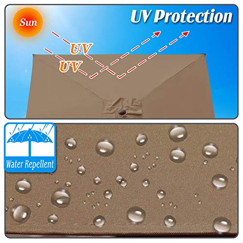 Strong Camel 8' x 8' Patio Umbrella Outdoor Sunshade Table Market Umbrella with Crank for Garden (Brown) - Thumbnail 5