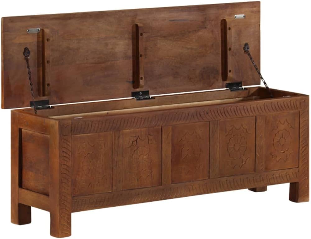 Storage Box 43.3"x11.8"x15.7" Solid Mango Wood, Trunks for Storage, Storage Chest, Organizer for Home Décor and Organization