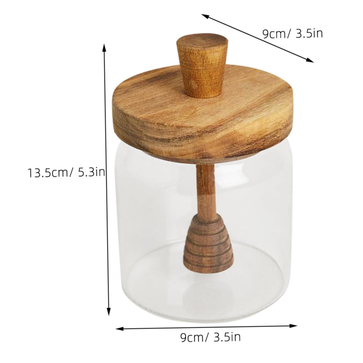 KICHOUSE Clear Glass Honey Pot with Wooden Dipper Honey Dispenser Stylish Kitchen Storage Jar for Syrup Lightweight and Compact Design present for Home Decor