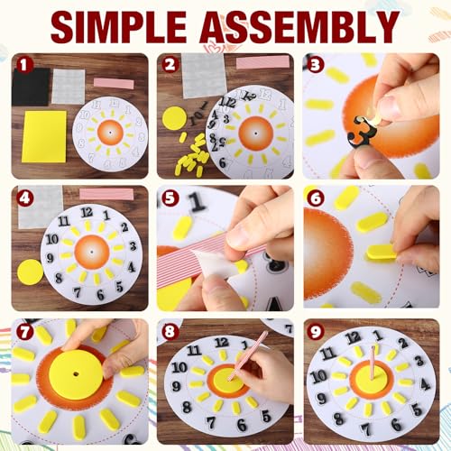Ireer 24 Pcs DIY Sundial Craft Kit Educational Learning Teaches Time Solar Shadow Concepts Easy to Assemble for Home School Classroom Group Science Activity - Thumbnail 4