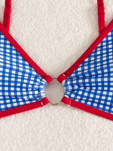 Image of Fanuerg Women's Triangle Bikini Sets O Ring Linked Two Piece Swimsuits Floral Printed Cheeky Bathing Suit