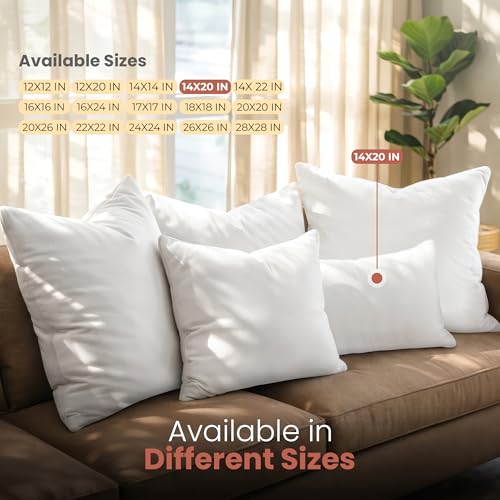 Image of Utopia Bedding Throw Pillows (Pack of 2, White), 14 x 20 Inches Indoor Decorative Pillow Insert for Sofa, Bed and Couch.