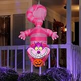 Halloweeen Inflatable 4 Ft. Cheshire Cat with Pumpkin, Black Indoor/Outdoor Decoration