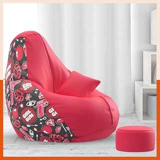 Pi Bean Bags with Beans Filled 3XL VibeBoost Premium Bean Bag with Free Cushion and Footrest - Official : Femme Flair Comb... Price In India