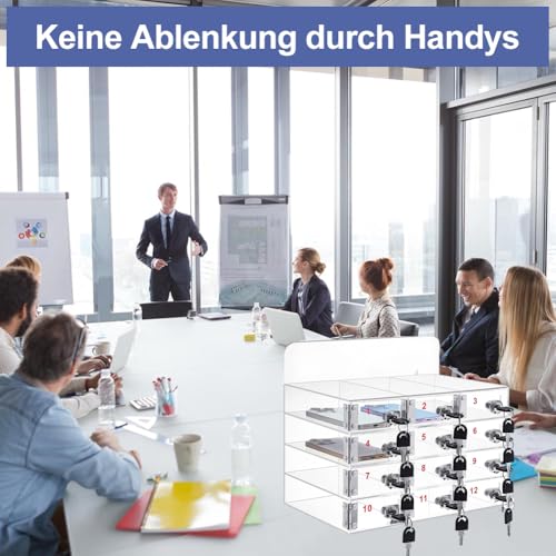Zertylre Acryl Handy-Aufbewahrungsbox, Handy-Aufbewahrungsschrank mit Türschlössern und Schlüsseln, für Klassenzimmer, Büro, Fitnessstudio, Wandmontage & Schreibtisch (12 Fächer)