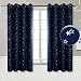Tende Oscurante Tenda Termica con Occhielli Drappeggi per Finestre a Drappeggio Soggiorno Camera da Letto 100% Poliestere 2 Pannelli(2 x 117 x 137cm(L×A),Blu Marino)