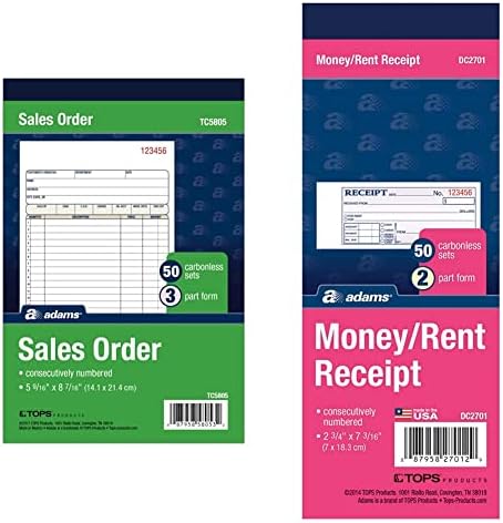 TOPS 3-part/15-item Sales Order Book - 50 Sheet(s) - 15 Lb - 3 Part - Carbonless Copy - 7.94\" X 5.56\" Form Size - White, Canary, Pink - Blue Print Color - 1 Each - Herald Office Supplies