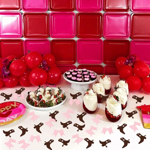 Image of 100 Pcs Pink Bows & Brown Confetti Boy or Girl Party Decoration Paper Scraps West Baby Shower Dining Table Colorful Paper Scraps Multiple Colors Can Be Used For Party Decoration