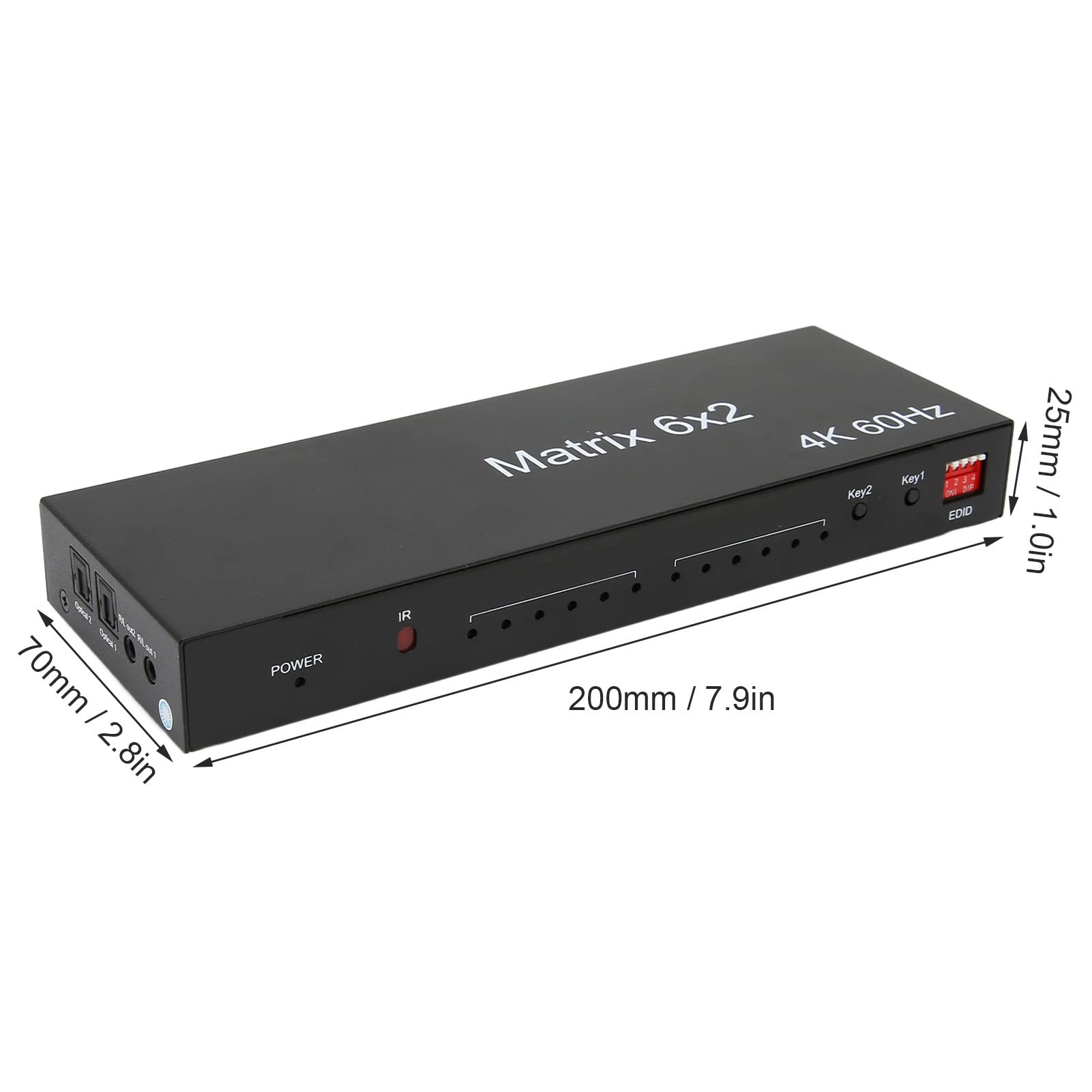 Annadue a Matrice HDMI 6x2,4K HDMI Switcher Splitter 6 in 2 out Box, Supporta Fino a 4K a 60 Hz, EDID, 3D, HDCP 2,2, 3,5 Mm + Uscita Ottica, Telecomando(EU)