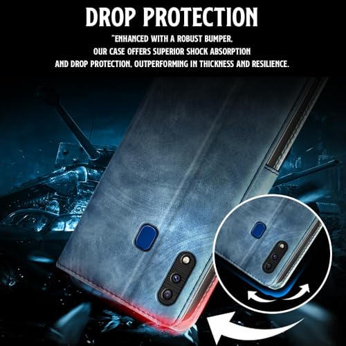 Image of WOW IMAGINE Shock Proof Flip Cover Back Case for Samsung Galaxy A20 | A30 | M10s (Magnetic Button Flip Case | Wallet Pockets & Stand | Leather Finish | Aquamarine)