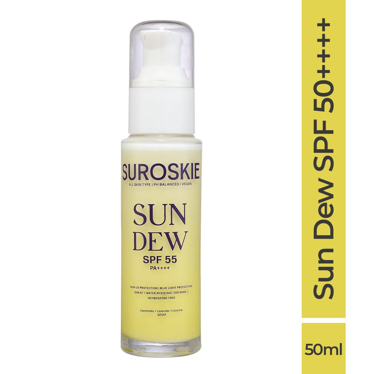 Sun Dew SPF 55 PA++++ Sunscreen, Water-Resistant, Lightweight Formula with Lavender and Niacinamide, 50ml - Image 2
