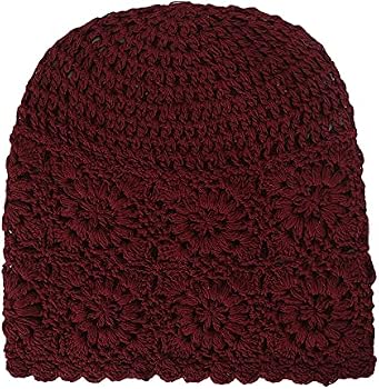 Women\'s Cotton Crochet Slouchy Beanie Hat Knit Summer Skull Cap Burgundy Red Crochet Hat, Womens Hat, Mens Hat, Crochet Beanie, Crochet  main image 2