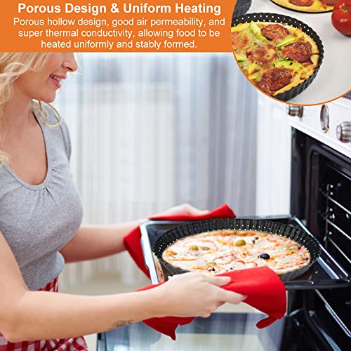 Foto von JUNMEIDO Tarteform mit Hebeboden Quicheform 24 cm Tarte Form Rund Quiche Backform Antihaft Karbonstahl Geeignet zum Backen von Eiern, Quiches, Torten, Pizza, Pasteten, Schwarz